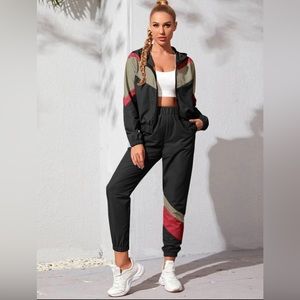 Tracksuit - Color Block Zip Up Sports Jacket & Sports Pants